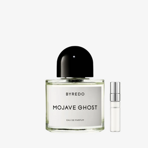 Byredo Mojave Ghost Eau de Parfum kvepalai moterims ir vyrams. Nišinių kvepalų buteliukas 50ml ir mažas mėginukas 3ml. Geriausia kaina Lietuvoje.