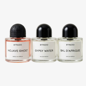 Byredo Discovery Set 3×3 ml – Mojave Ghost, Bal d'Afrique, Gypsy Water nišinių kvepalų mėginukų rinkinys, Aroma Tale