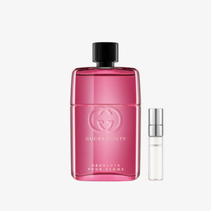 Gucci Guilty Absolute Pour Femme EDP kvepalų mėginukas su atomaizeriu 3ml 5ml 10ml – žemiškas odinis pačiulių aromatas moterims, Aroma Tale
