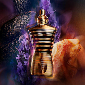 Jean Paul Gaultier Le Male Elixir kvepalai spalvotame dūmų fone – Aromatale