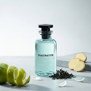 Louis Vuitton Imagination EDP kvepalų buteliukas su citrusų žievele, juodąja arbata ir imbieru – gaivus vyriškas aromatas, Aroma Tale