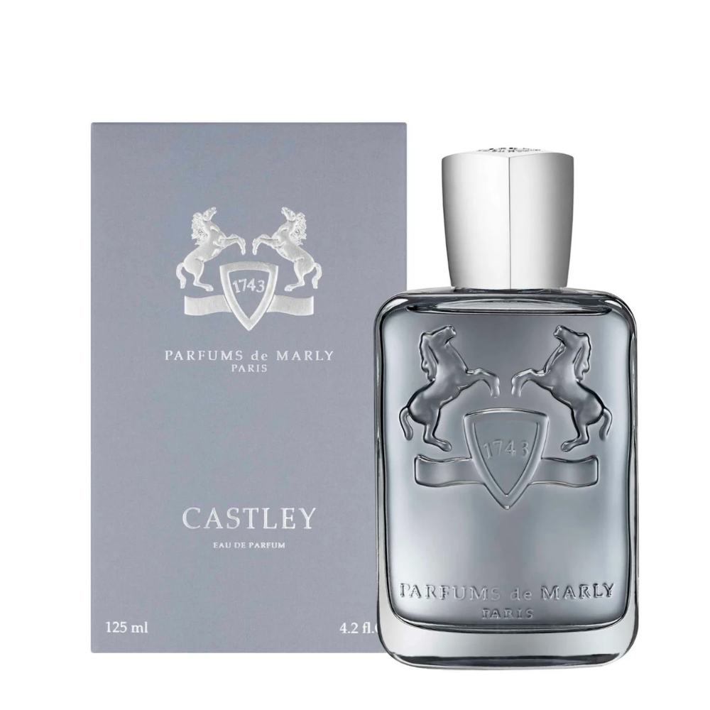 Parfums de Marly Castley EDP kvepalų buteliukas ir pakuotė