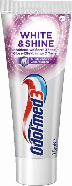 Odol-med 3 White & Shine 15 ml dantų pastos tūbelė