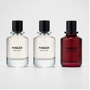 Fugazzi Discovery Set Angel Dust, Vanilla Haze ir Pomegranoudh kvepalų buteliukai