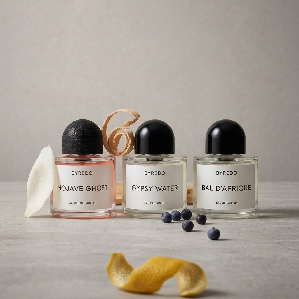 Byredo Discovery Set kvepalų mėginukai 3×3 ml – Mojave Ghost, Bal d'Afrique, Gypsy Water, Aroma Tale