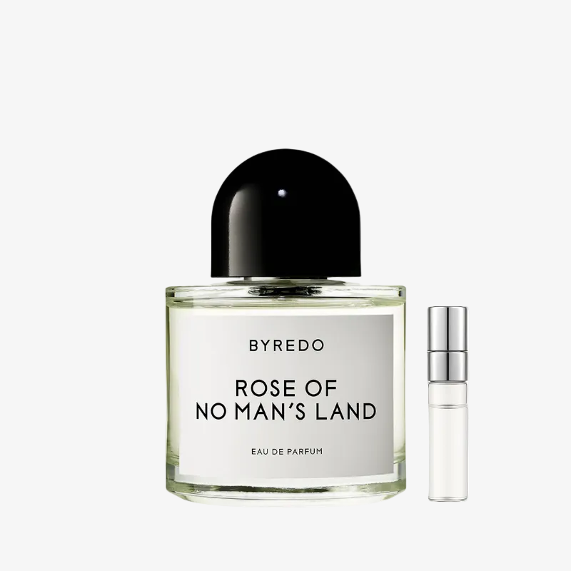 Byredo Rose of No Man's Land EDP kvepalų buteliukas ir Aromatale kvepalų mėginukas – švelnus rožių ir baltosios ambros aromatas