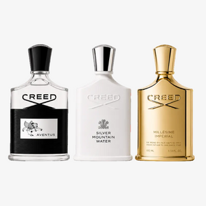 CREED Discovery Set 3×3 ml – Aventus, Silver Mountain Water, Millésime Impérial nišinių kvepalų mėginukų rinkinys, Aroma Tale