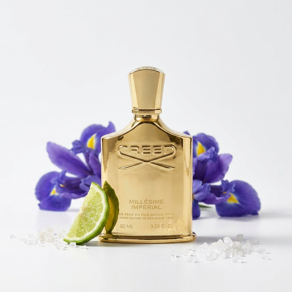 Creed Millesime Imperial EDP kvepalų buteliukas su vilkdalgio žiedais, laimu ir jūros druska – citrusinis aromatas, Aroma Tale