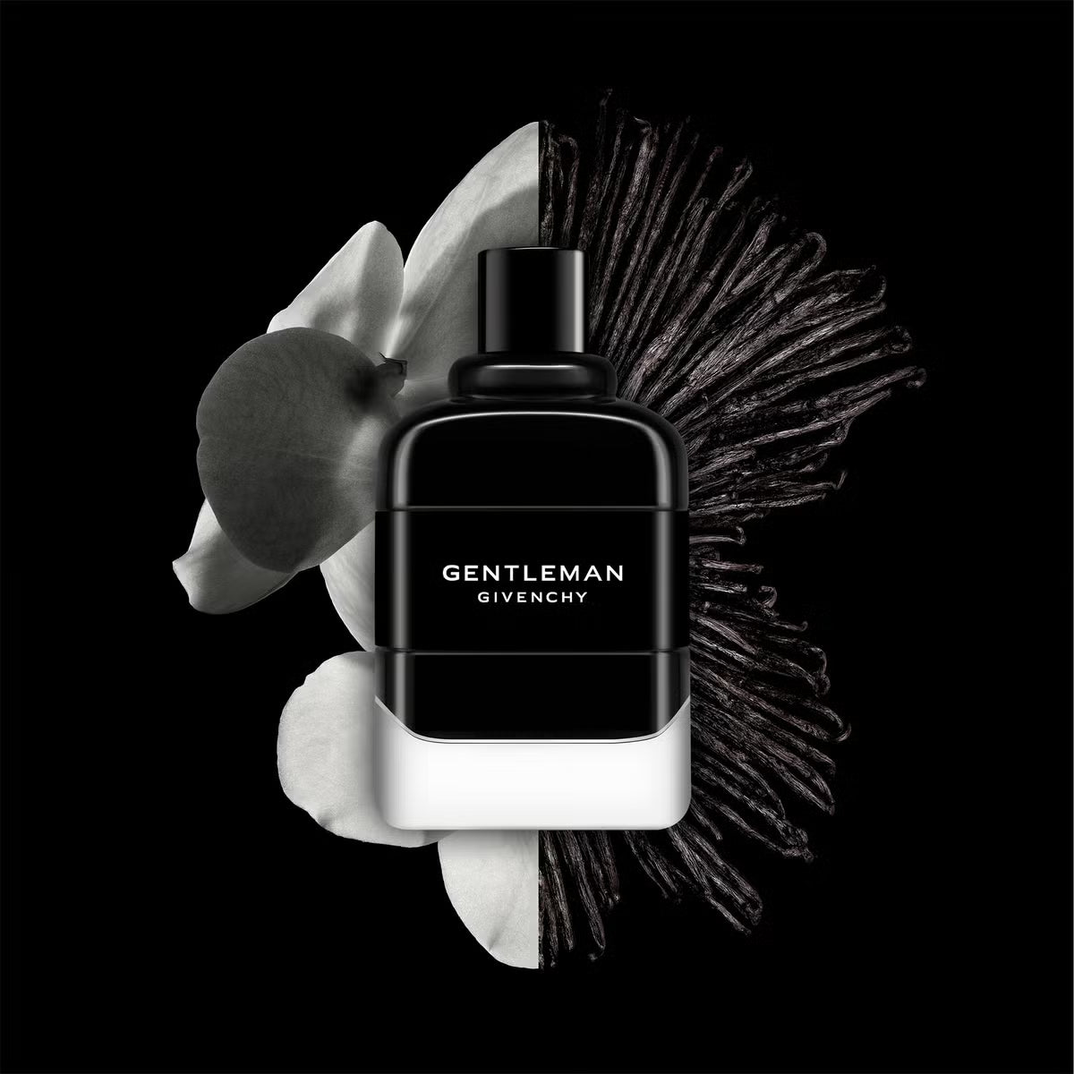 Givenchy Gentleman Reserve Privée kvepalai juodame fone su gėlių kompozicija – Aromatale.lt