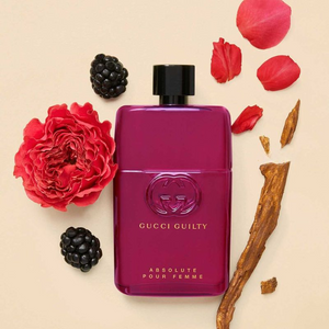 Gucci Guilty Absolute Pour Femme EDP kvepalų buteliukas – žemiškas odinis pačiulių aromatas moterims, Aroma Tale