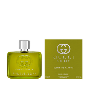 Gucci Guilty Elixir EDP kvepalų pakuotė ir buteliukas – prabangus intensyvus vyriškas aromatas, Aroma Tale