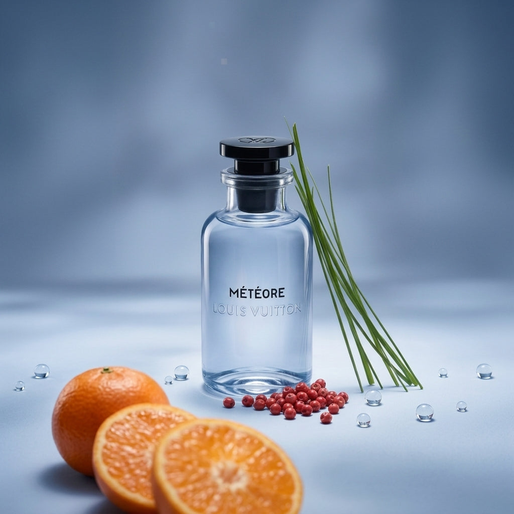 Louis Vuitton Météore EDP kvepalų buteliukas su mandarinais ir rožiniais pipirais – gaivus citrusinis aromatas, Aroma Tale