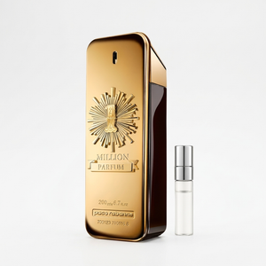 Rabanne 1 Million Parfum kvepalų buteliukas ir Aroma Tale mėginukas