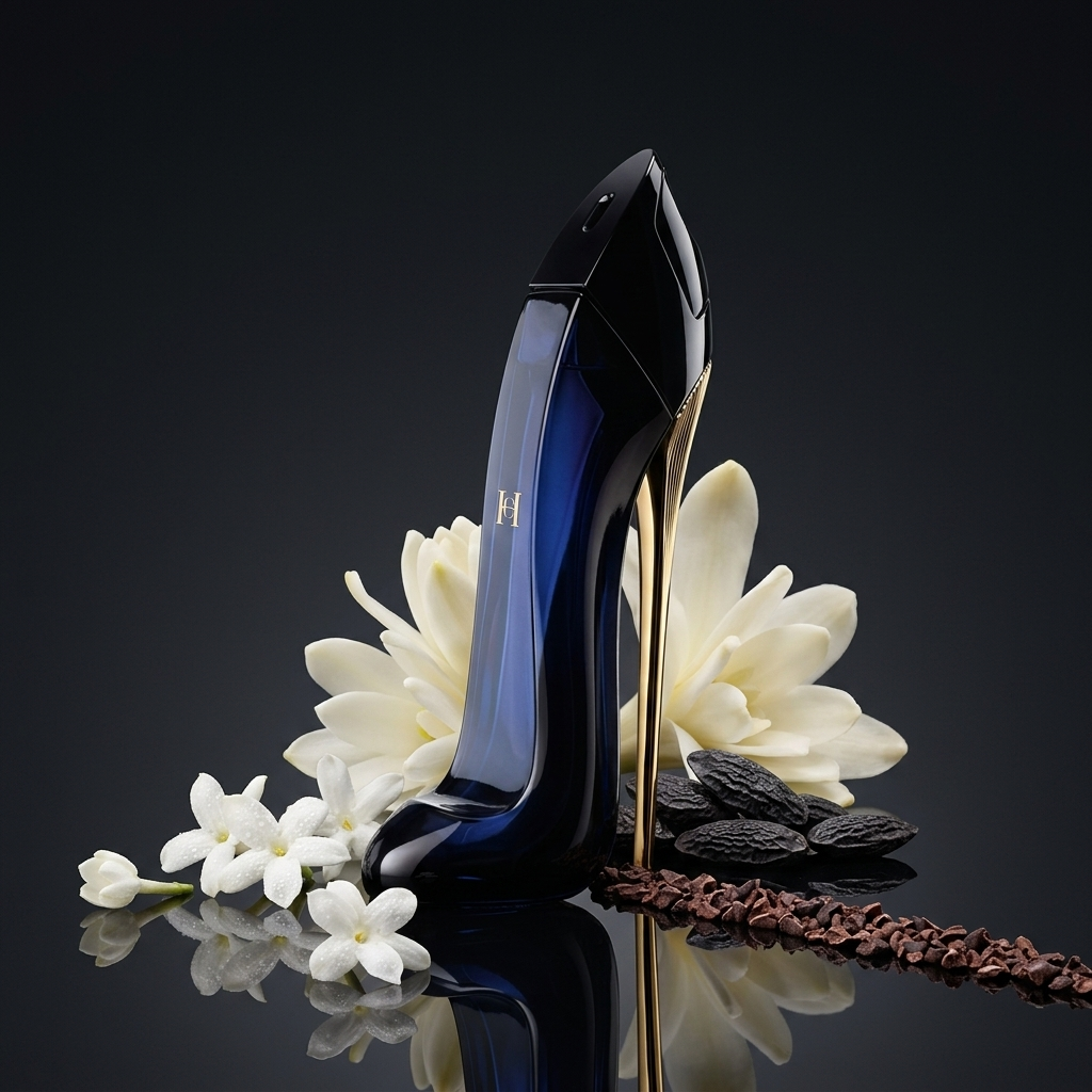 Carolina Herrera Good Girl EDP kvepalų buteliukas su baltais žiedais